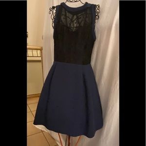 BCBGeneration black laced top with indigo/navy blue skirt Size 6
